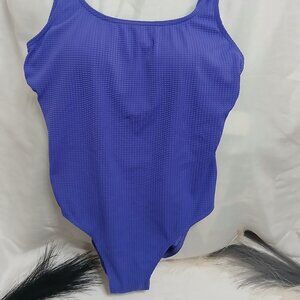 LANDS' END Elegant Purple One-Piece Swimsuit - Size 10